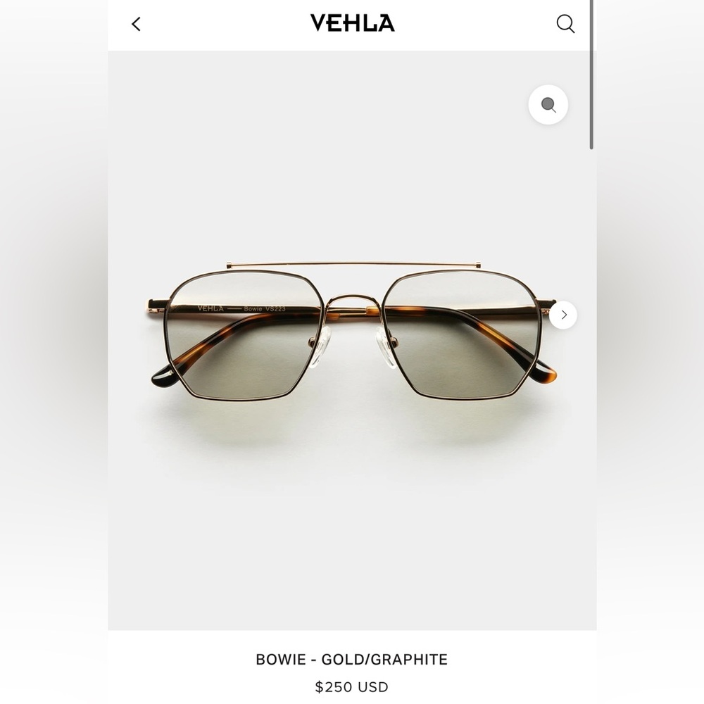 Vehla Eyewear BOWIE - GOLD/GRAPHITE
Never worn